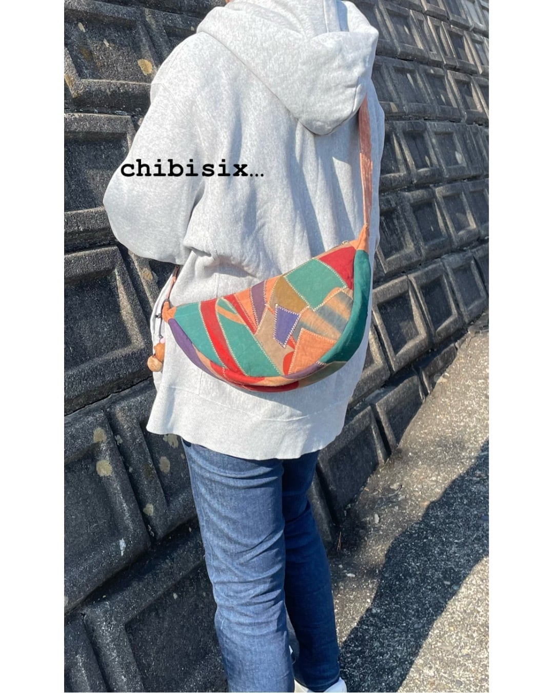 アウトレット 店舗 価格 chibisixハンドメイド 古布 バッグ 縞 格子 藍