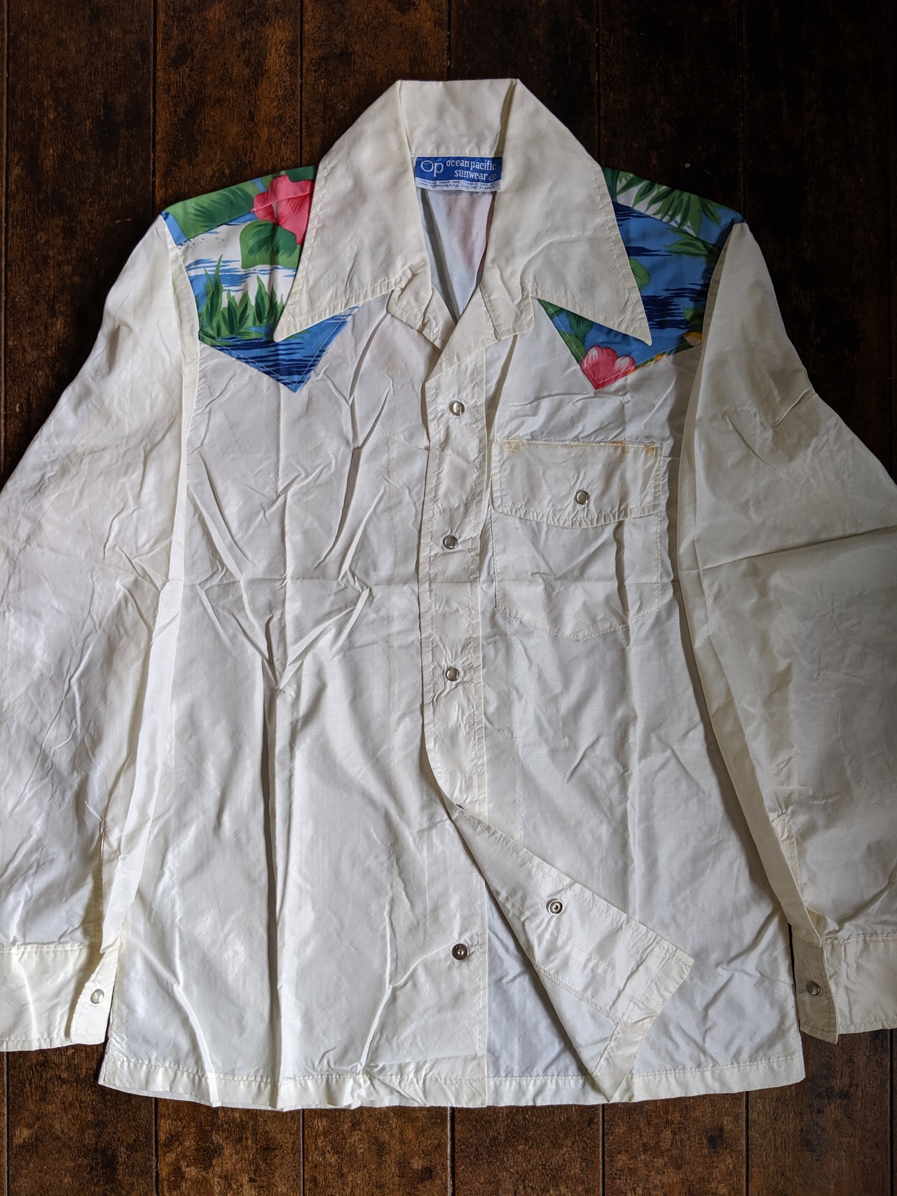 ハイビスカス ☆ 70年代 s オーシャンパシフィック 長袖 ナイロン 