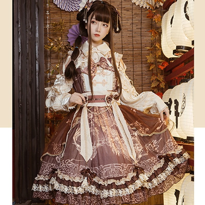 ロリータ JSK ジャンパースカート レトロ ロリータ 華ロリ チャイナ服