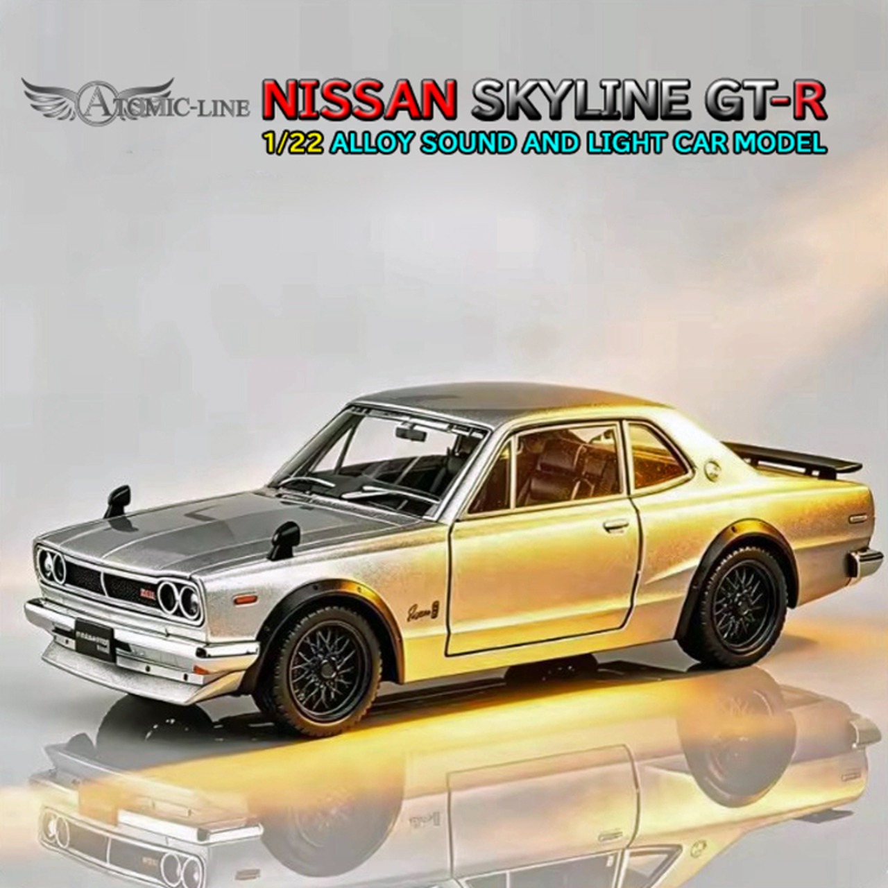 日産 スカイライン GT-R ハコスカ 1/22 ミニカー ライト点灯 エンジンサウンド 合金モデル 模型 ジオラマ