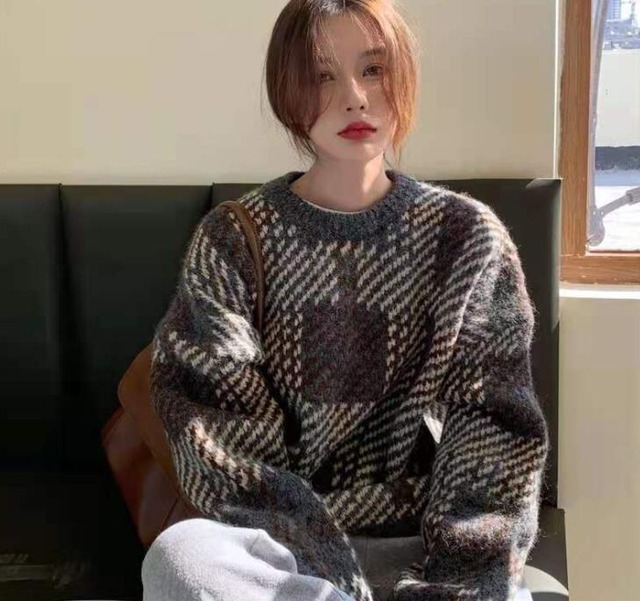 セーター 秋冬新作 ニットトップス レディース服 韓国風 着回し 2色