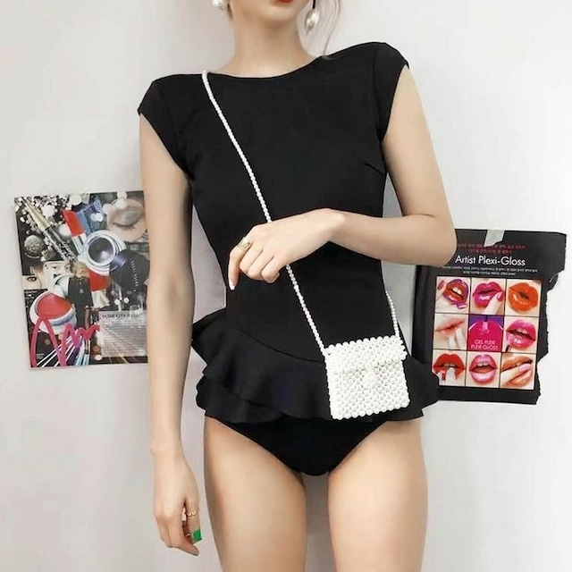 水着 レディース 2色 タンキニ モノキニ M L XL  パッド付き 体型カバー フリル クルーネック サイドオープン パイピング バックオープン 胸元 谷間 谷間魅せ 盛れる かわいい 大人可愛い きれいめ シンプル カジュアル 上品 エレガント おしゃれ 綺麗 お嬢様 セクシー アジアン おとな こなれ感 ラブリー キュート ガーリー カーキグリーン ブラック 無地 夏 学生 リゾート 旅行 海 プール 10代 20代 30代 40代 ファッション  トレンド 流行 ワインレッド ブラック 送料無料