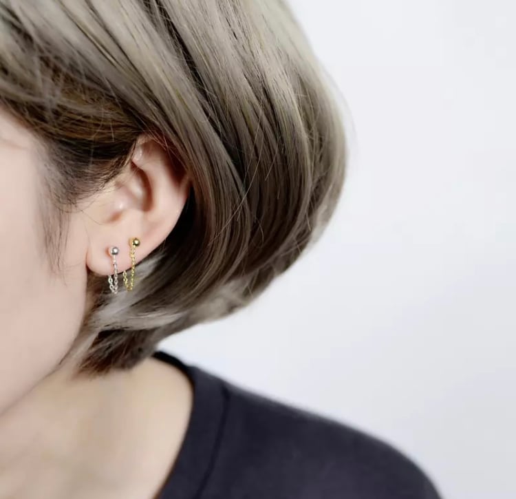 himie ケシパール　ボールチェーンピアス Keshi pearl ball chain pierced earrings / ケシパール