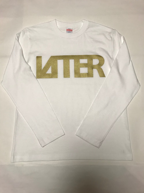 LAITER 白×ゴールドラメロゴ　ロングスリーブTシャツ　 スペシャルエディション