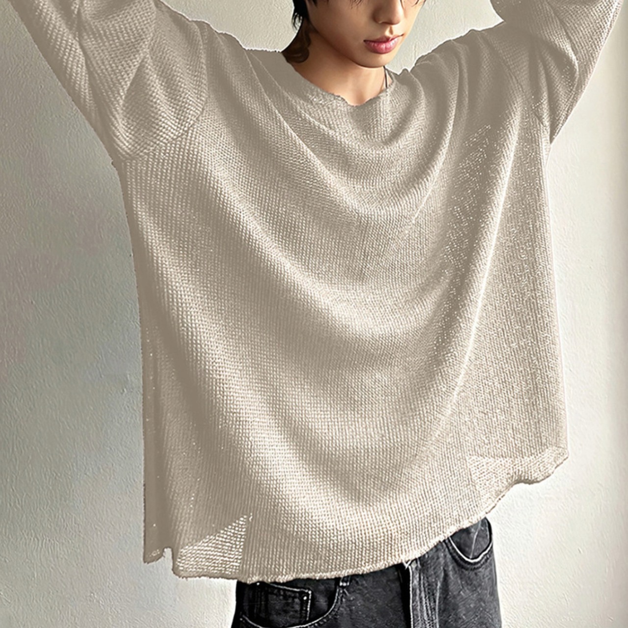 Sheer Drop Shoulder Long Sleeve T-Shirt TB2559・画像4