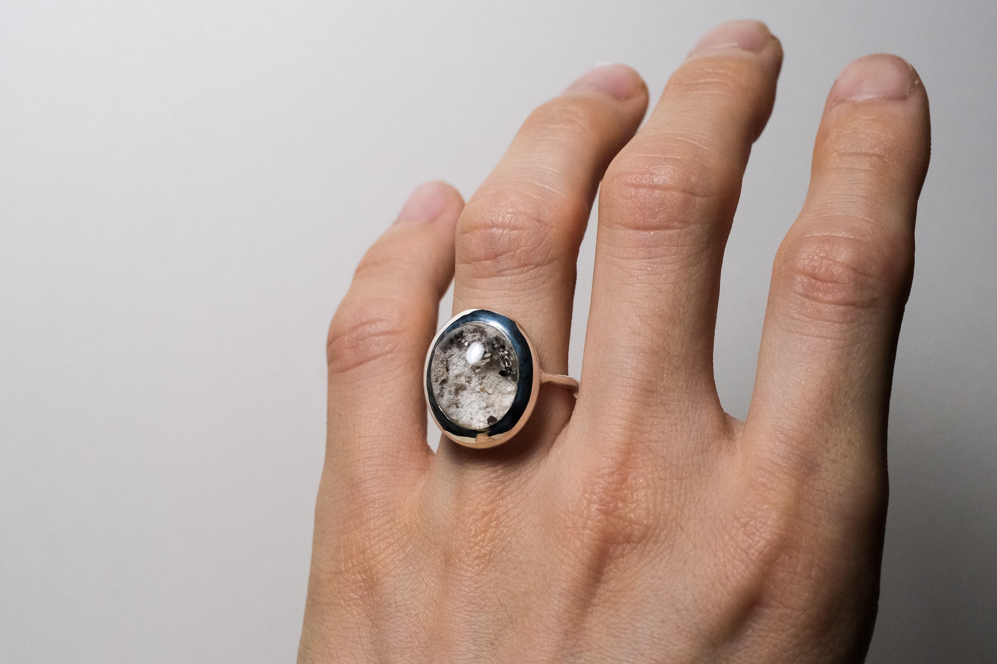扉 イルメナイトインホワイトガーデンクォーツ リング silver no,293