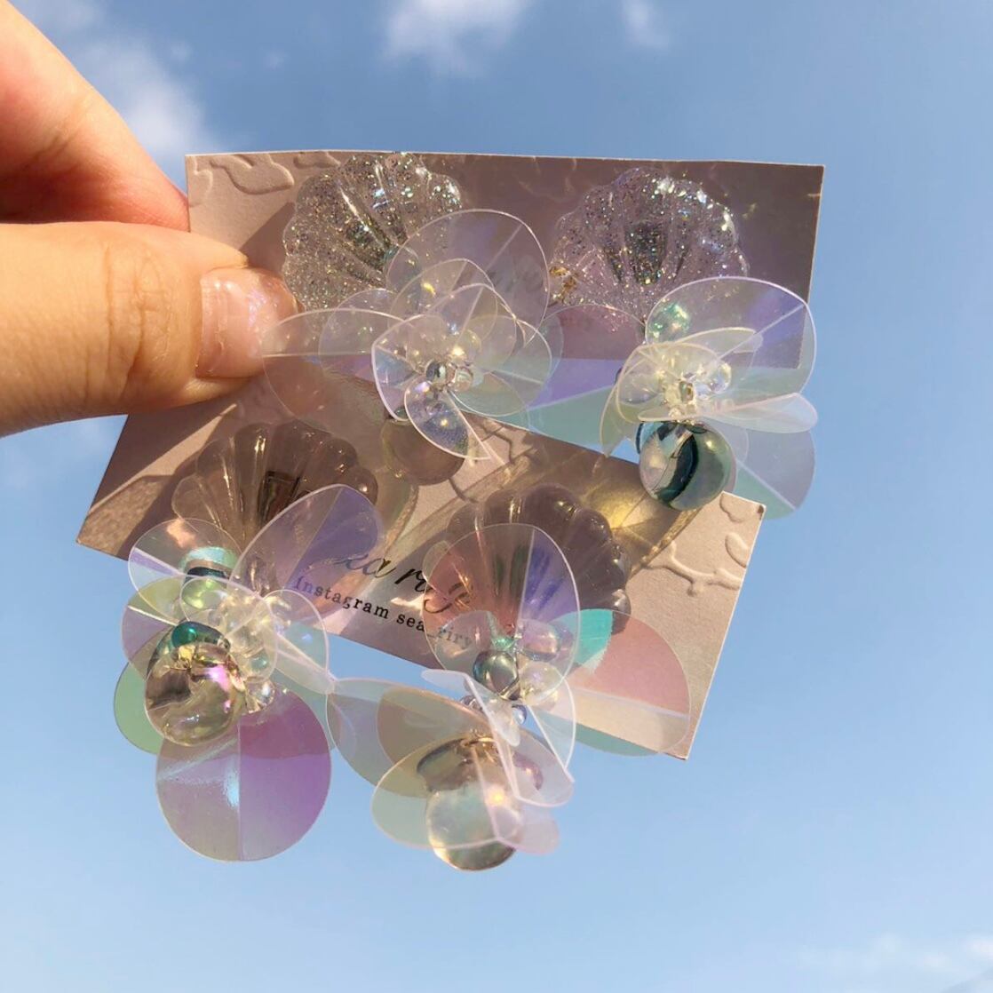 no.843 人魚姫のゆらゆらピアス シェル マーメイド Mermaid クリア