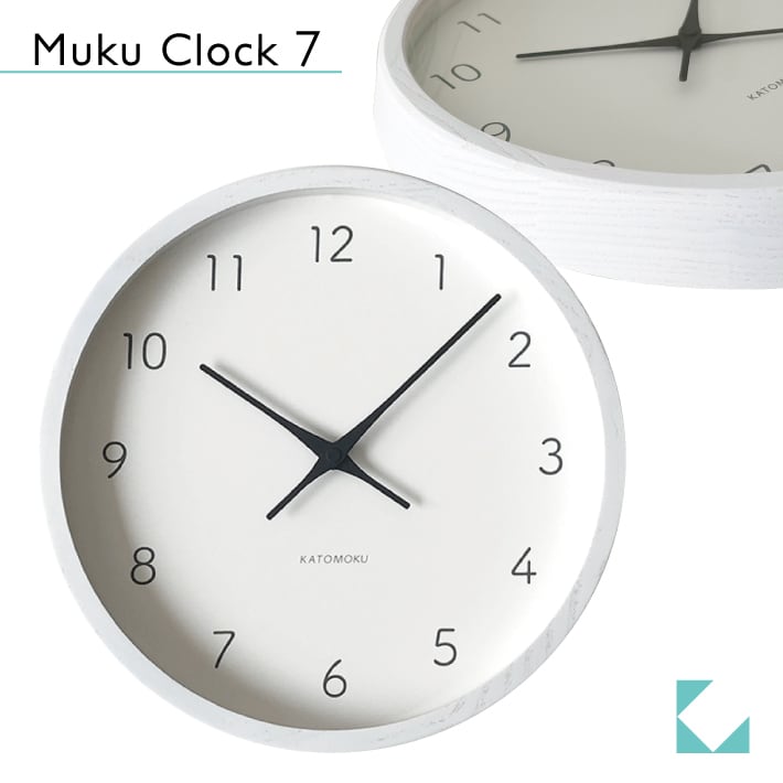 KATOMOKU muku clock 7 ホワイト km-60WH | 加藤木工株式会社 online shop