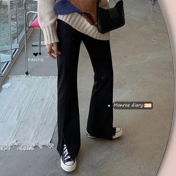 ブラックパンツ ハイウェスト薄手スプリングカジュアル レッド 春物 モンロー29929597432