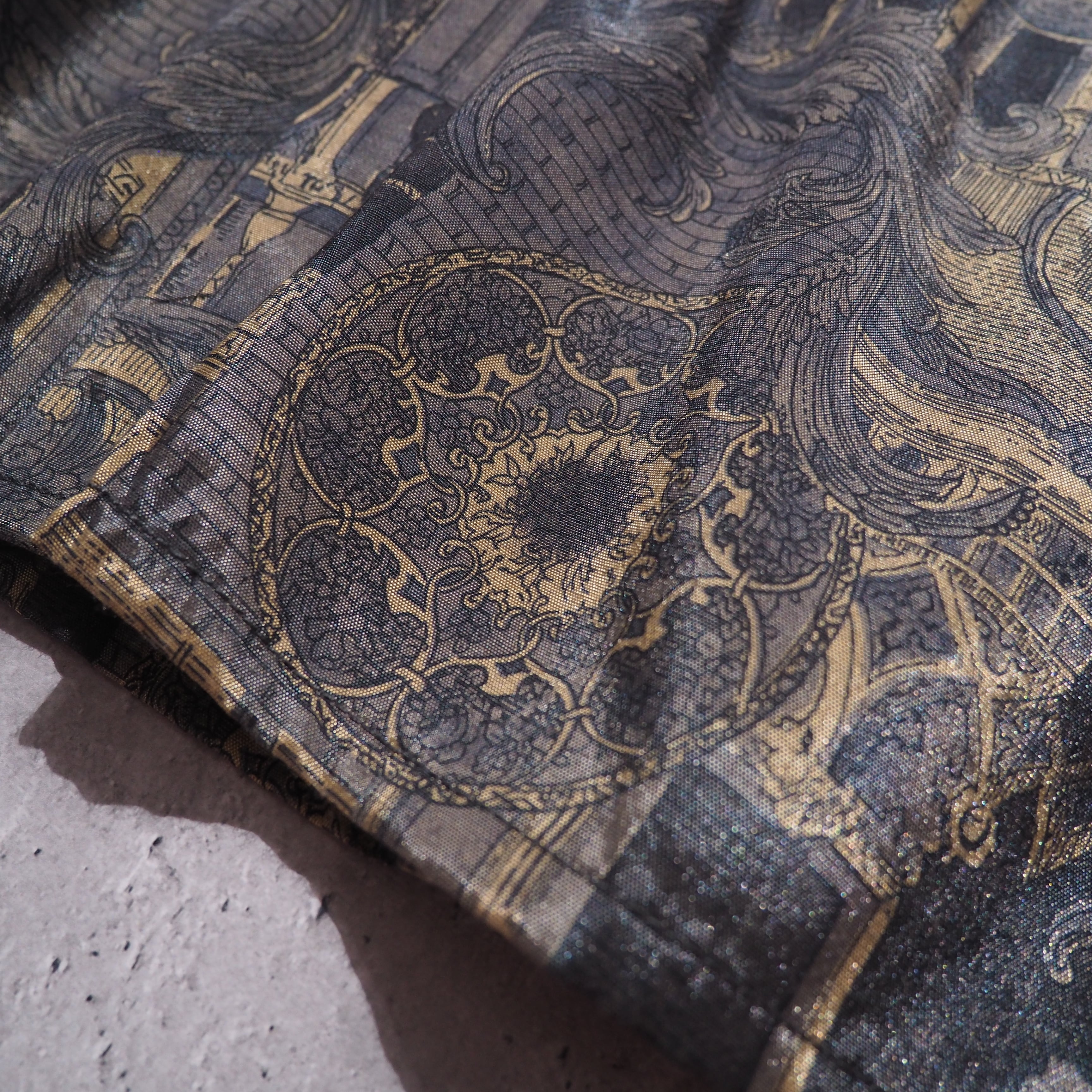 Beautiful Luxury Art Pattern Vintage loose Thai silk shirt