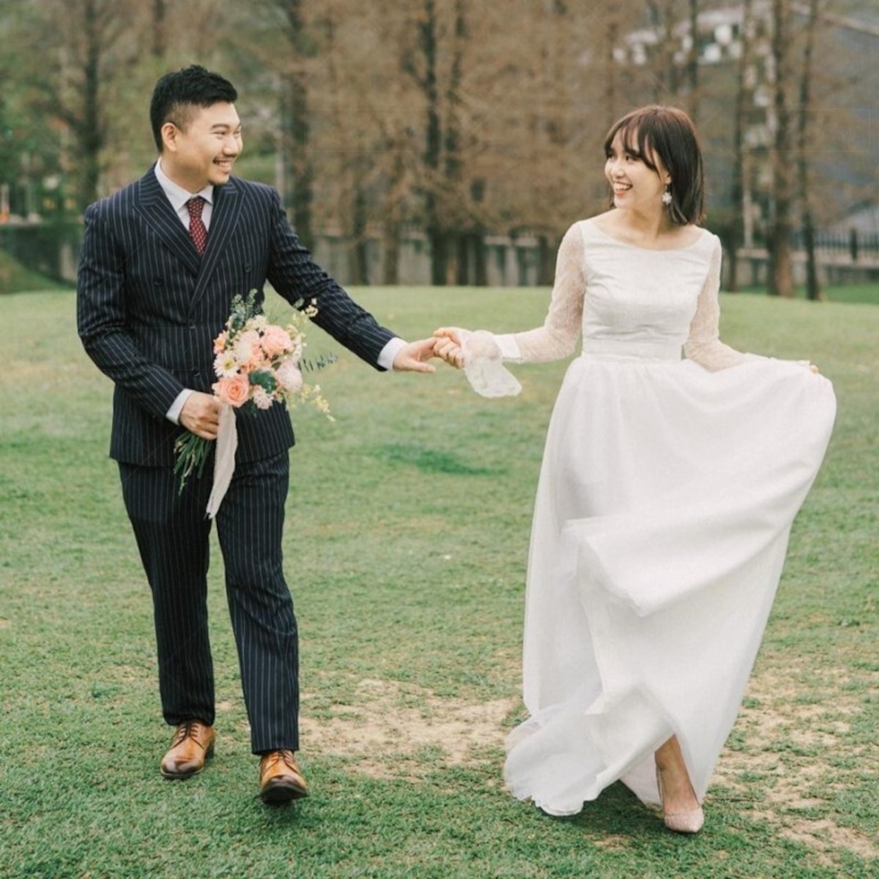 エレガント ウエディングドレス 3D立体レース刺繍 ロケ撮 二次会 花嫁  