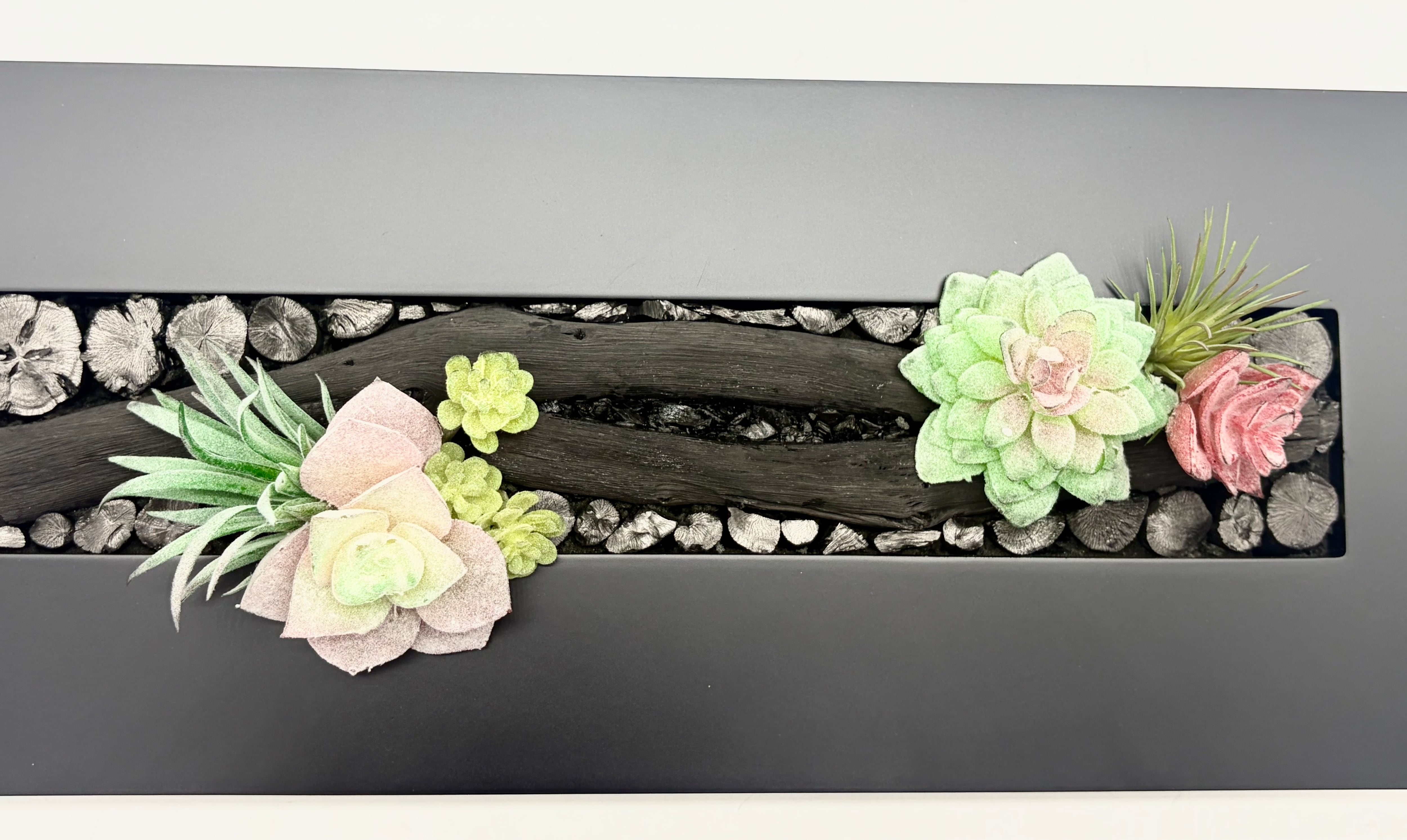 紀州備長炭 インテリア フレーム 『炭双華』type A額 40cm×15.5cm