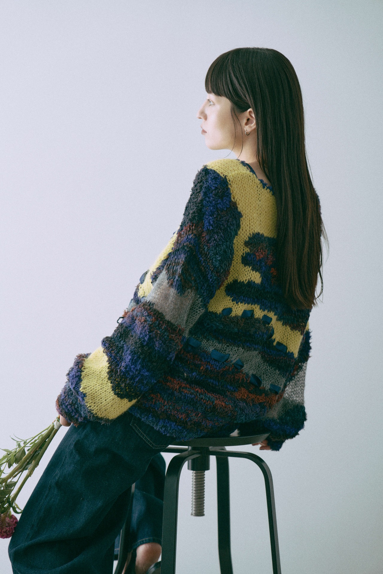 Gradient Mix Hand Intarsia Pullover Knit