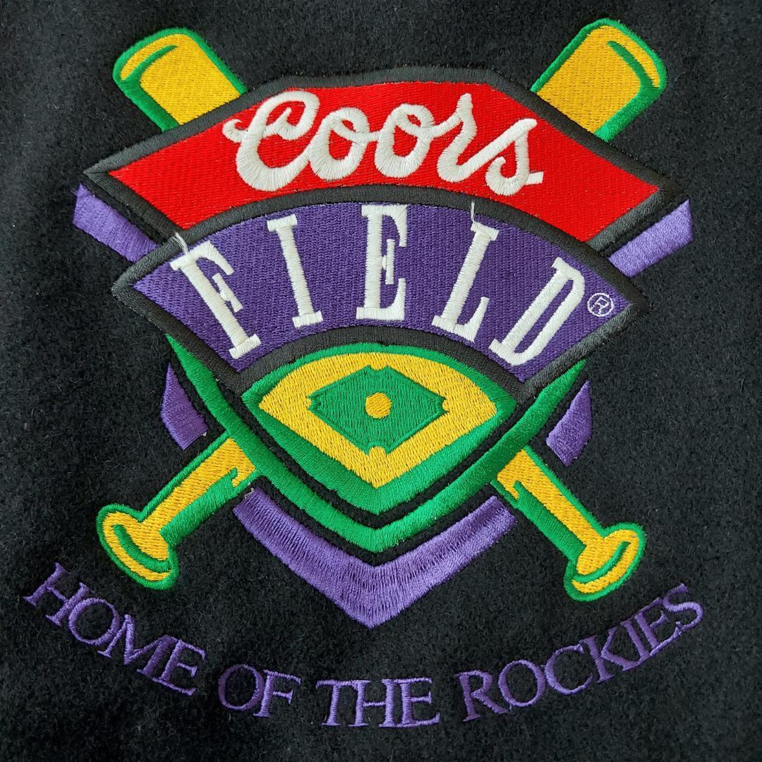USA製 MLB ロッキーズ レザービッグロゴ刺繍スタジャン XL