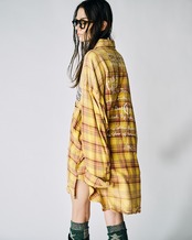 ケミカルチェックダメージシャツ (YELLOW)　CQ-49044