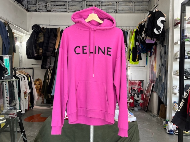 CELINE CLASSIC LOGO LOOSE SWEAT HOODIE PURPLE LARGE 2Y321052H 82210