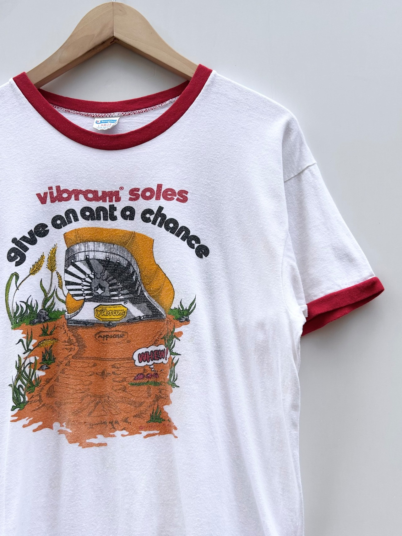 70s Champion "Vibram" Ringer Tee MADE IN USA Size L
