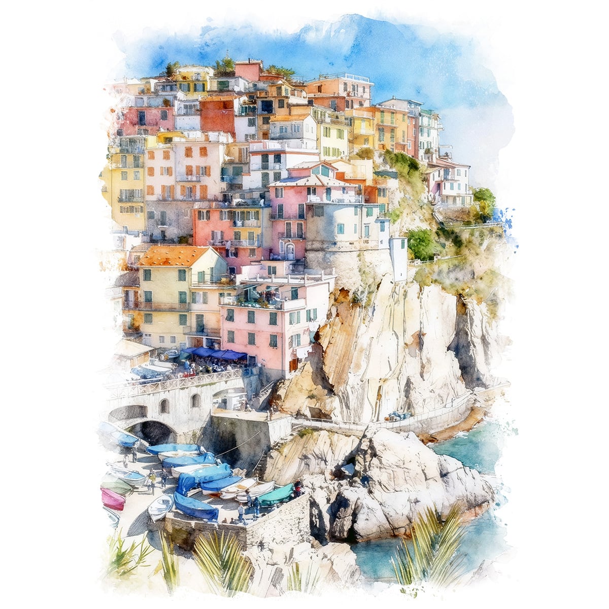 絵画 風景画(街並み) イタリアのコモ湖 ベッラージョ インテリアアート