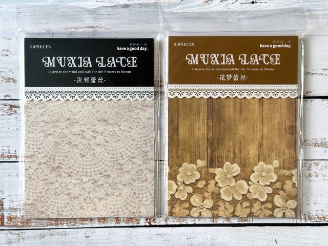 ヴィンテージレースのデザインペーパー　10種30枚入り　慕夏蕾丝（Muxia lace）シリーズ【美好的一天(have a good day)】[HG-22p]