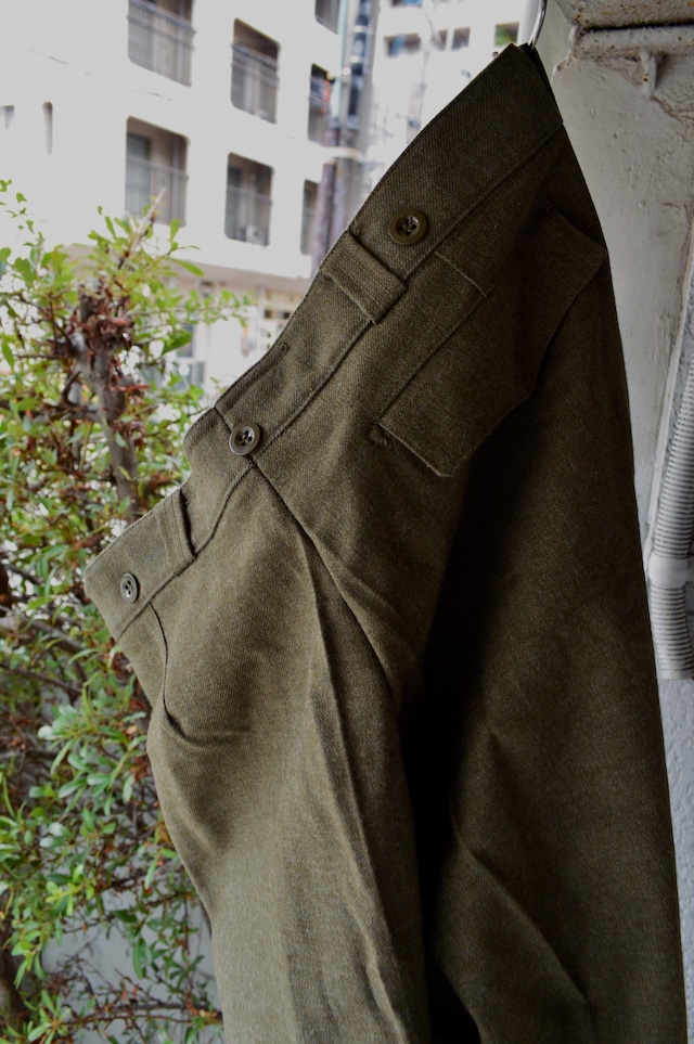 Bergian Army ABL 1968's PVBA BEGETEX社 HeavWool Gabardine Slacks Dead Stock Wool Trouser ベルギー軍 ウールスラックス ダークオリーブ