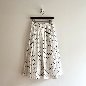 C21881 Polka Dot Print Box-pleated Skirt