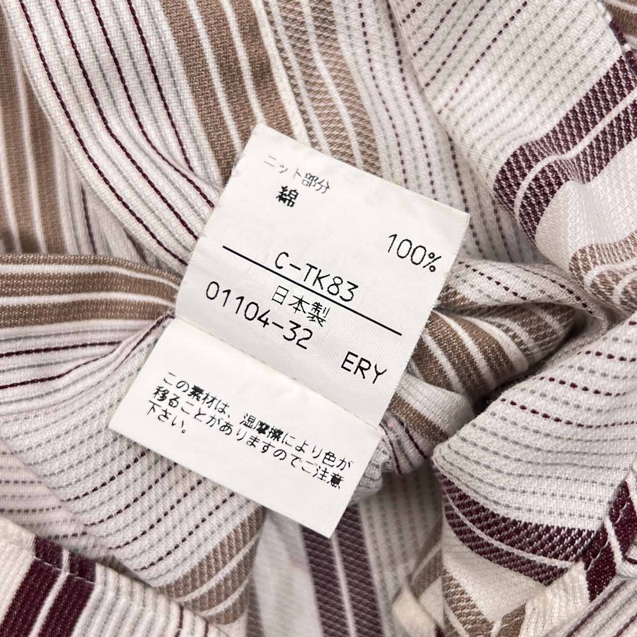 90s Burberrys' バーバリー REGDタグ ストライプ 半袖シャツ L/ホワイト×ボルドー系 メンズ ビンテージ