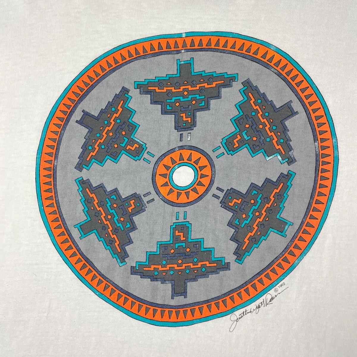 90年代 USA製 ネイティブ柄 アート プリント Tシャツ メンズL 古着 90s 