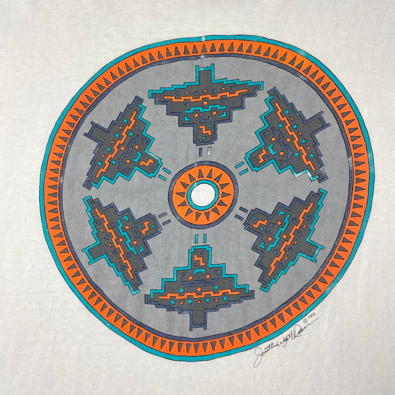 90年代 USA製 ネイティブ柄 アート プリント Tシャツ メンズL 古着 90s 