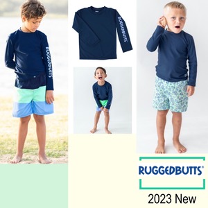 送料無料！【即納】Ruffle Butts × RUGGED BUTTS 2023新作   Navy Long Sleeve  Logo Rash Guard 　UPF50  海　プール　