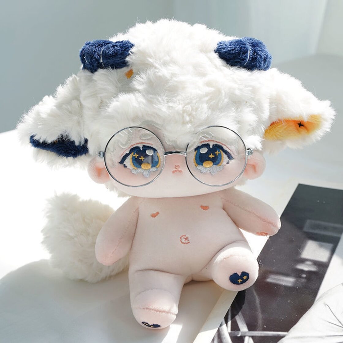40CM ぬいぐるみ 無属性 白髪羊角 着せ替え人形 コットンドール 綿人形 