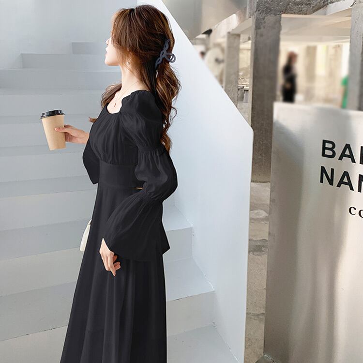 バックリボンaラインワンピース 全3色 Bw Orange Syrup