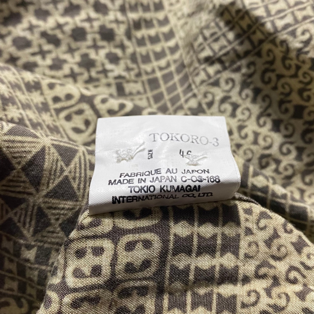 vintage HOMME DE NUIT by TOKIO KUMAGAI print rayon shirt