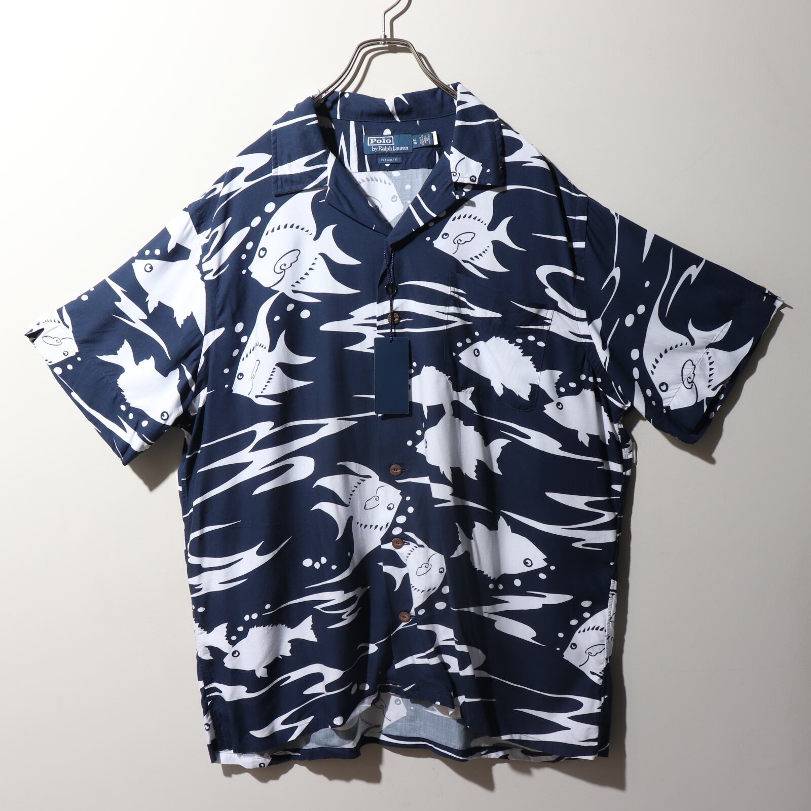 入手困難!!】ラルフローレン ✈︎ポロジーンズ 魚柄 総柄 開襟シャツ 
