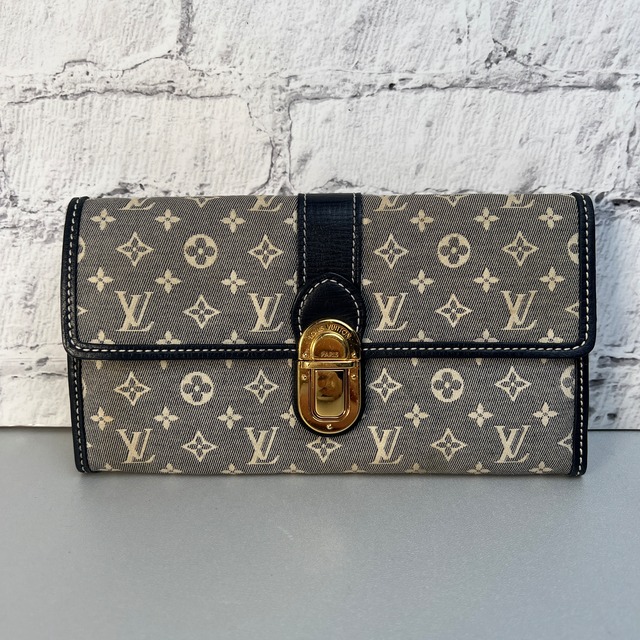 LOUIS VUITTON ルイヴィトン イディール ポルトフォイユ サラ M63007 キャンバス 長財布 グレー A-11534