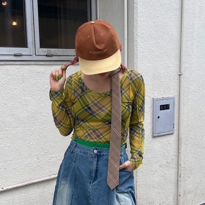 チェック柄アウトステッチシアートップス_LN02630 | lanan(ラナン)