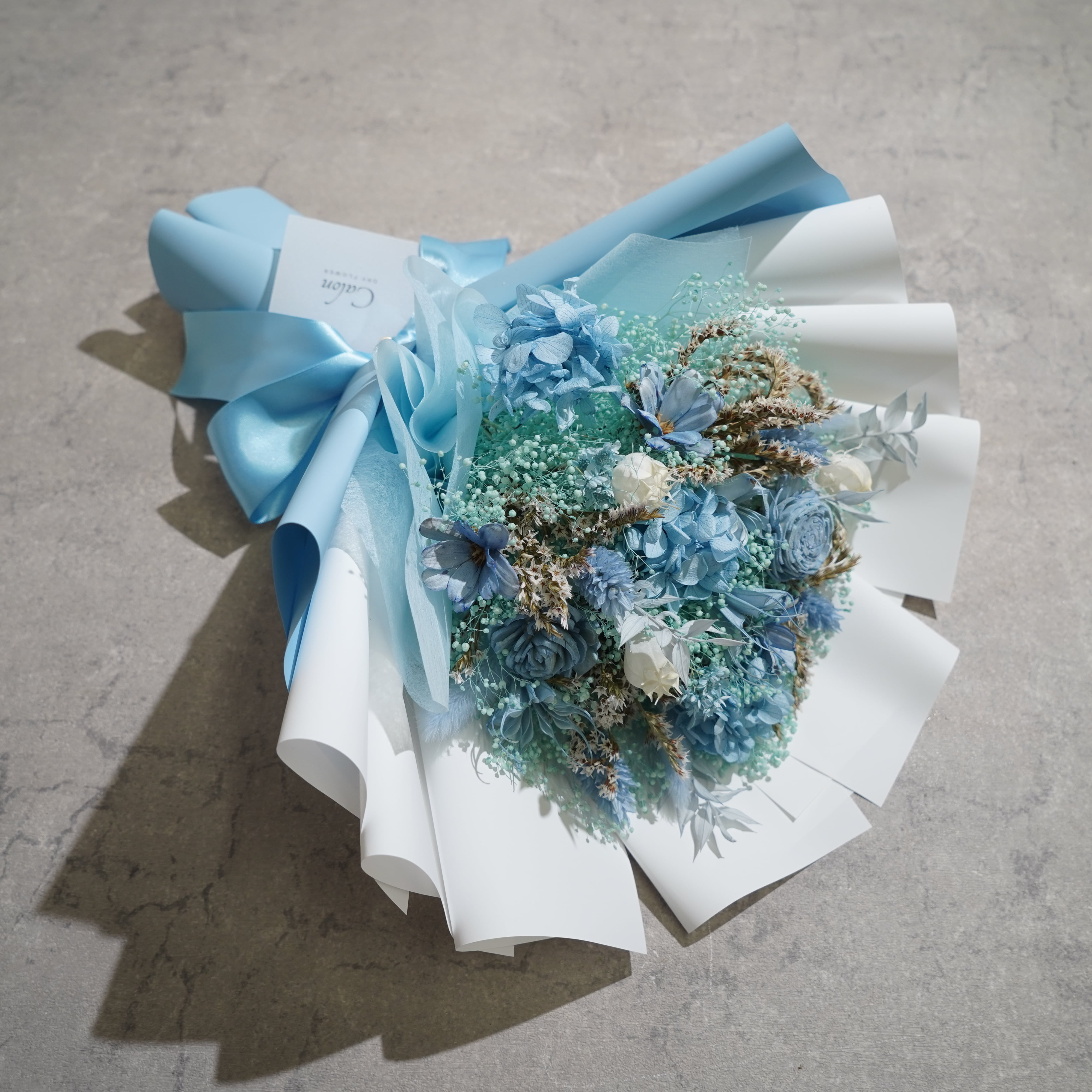 ドライフラワーの花束 Mサイズ ライトブルー M-589≪限定1点≫