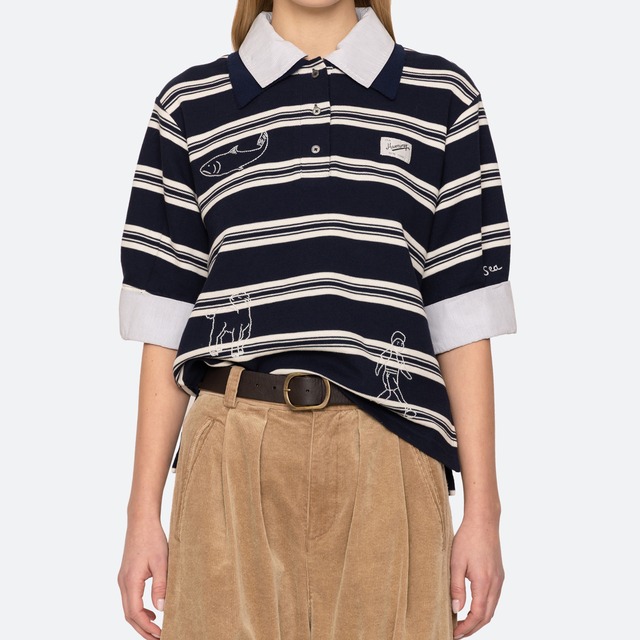 SEA NY　MINA NOVELTY DOUBLE LAYER POLO　NAVY