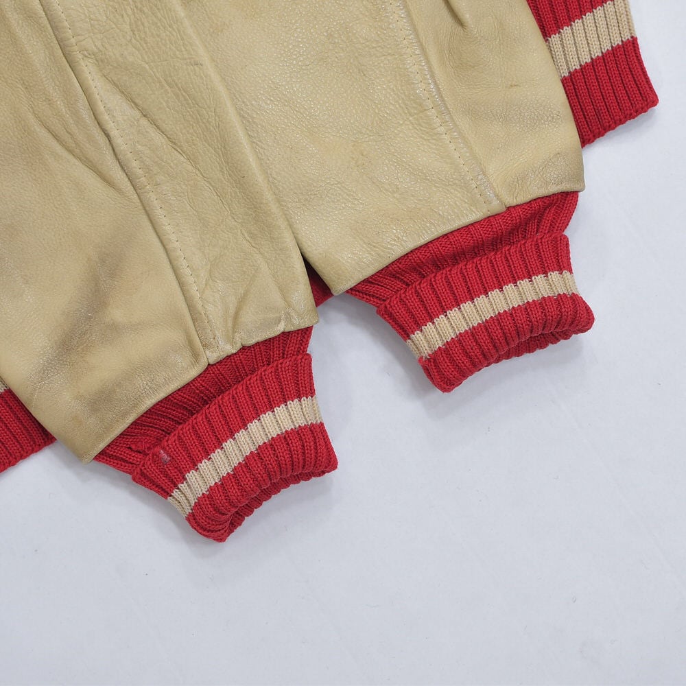 60~70s Whiting スタジャン サイズ46 赤 ベージュ 60s~ Whiting ホワイティング アワードジャケット スタジャン
