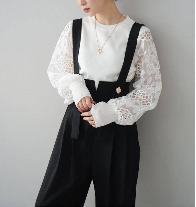 サロペット オールインワン ワイドパンツ ハイウエスト ボトムス カジュアル シンプル リラクシー