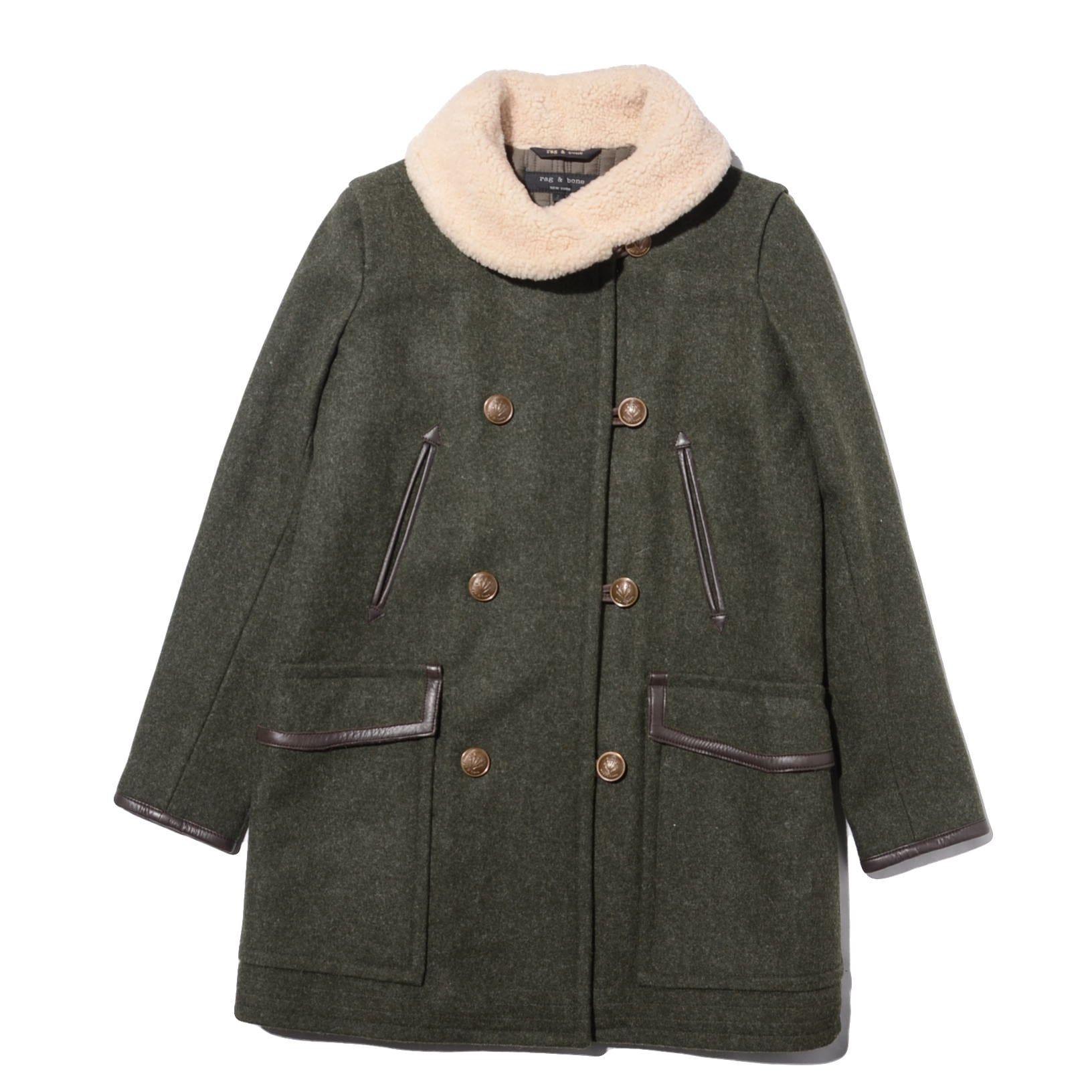 rag & bone ウールジャケット グリーン M カジュアル オシャレ アウター ピケフードモッズコート カーキ レディース(M カーキ