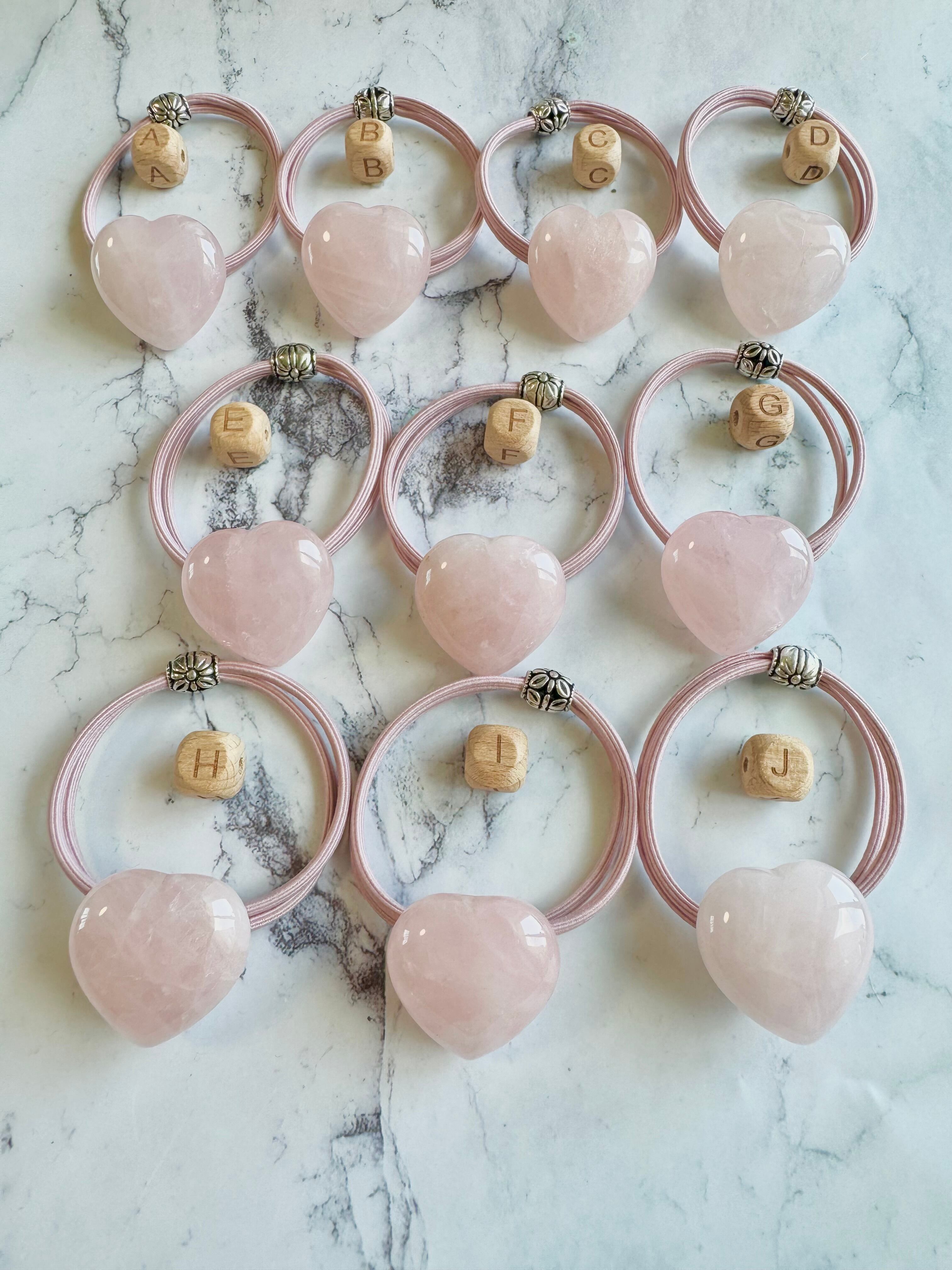 レジンヘアゴム ビジュー 天然石 ローズクォーツ ピンク 春夏 大ぶり 3