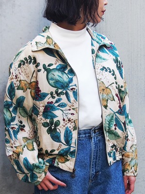 NATURE JUNGLE PATTERN SILK BLOUSON