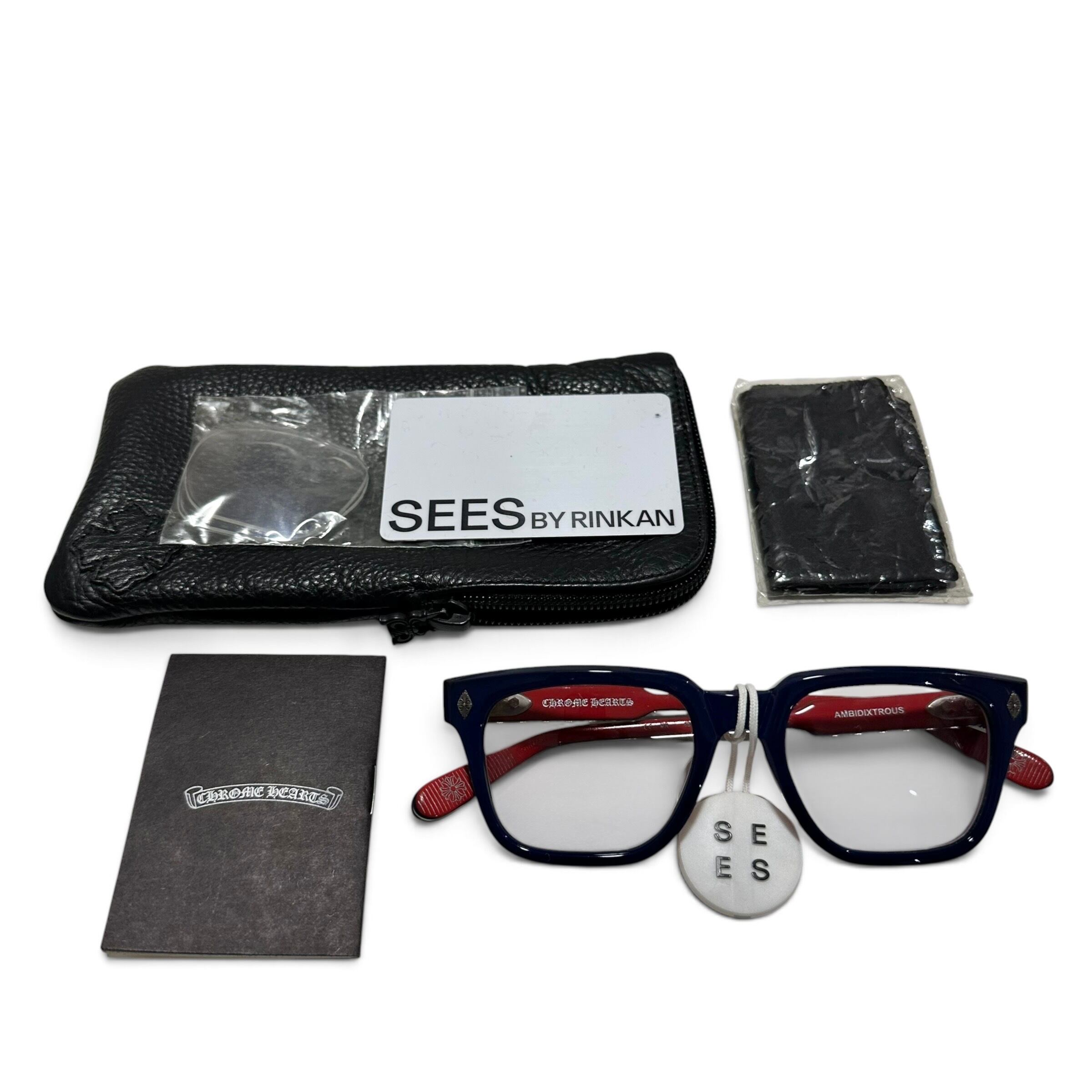 Rare◇CHROME HEARTS Sunglasses Glasses Red Navy Silver AMBIDIXTROUS SEES RINKAN 929
