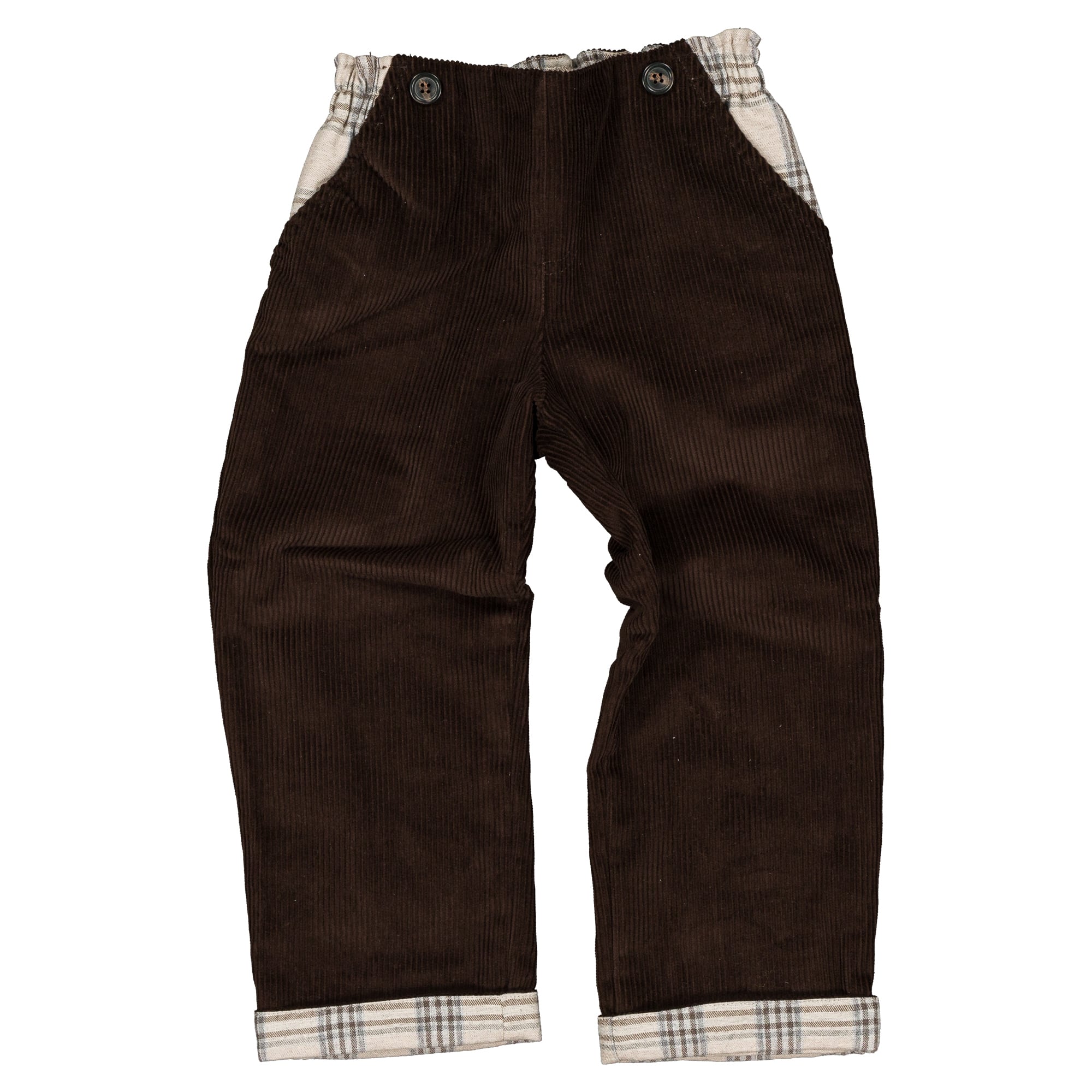 【予約・特典あり】Maison Marelle / Pants LEBON-brown velvet/ beige tartan / 6Y~12Y