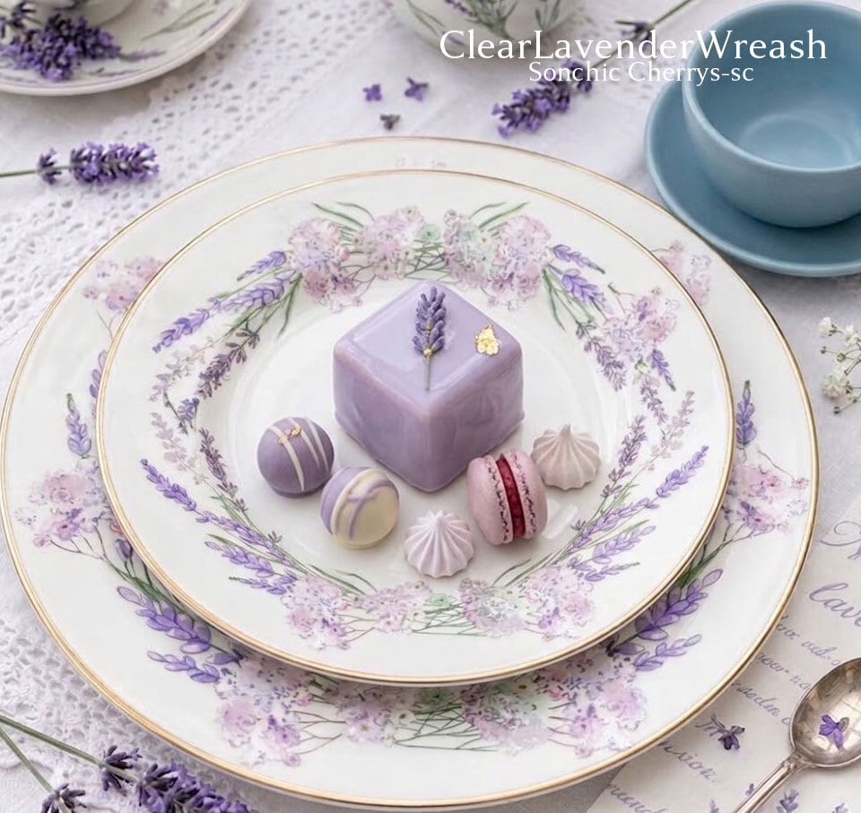 白磁用水彩ClearLavenderWreash ラベンダーリース転写紙 A4サイズ