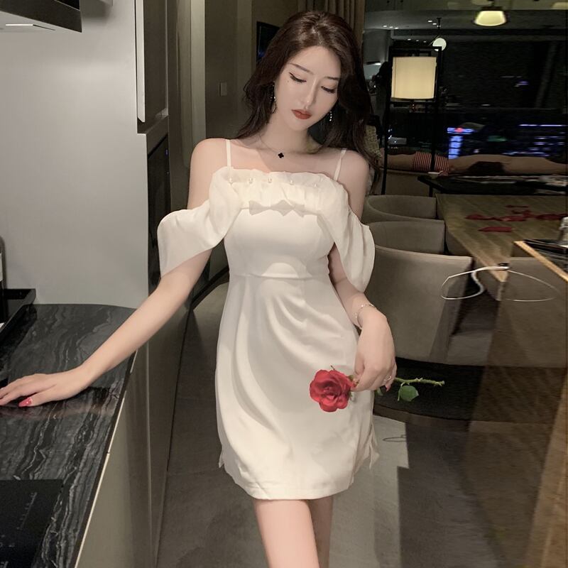 フリルウェスト薄手Aラインドレス レディース ラッフル 大人ガーリー スウィート キュート カジュアル ハンチェンe1257811453