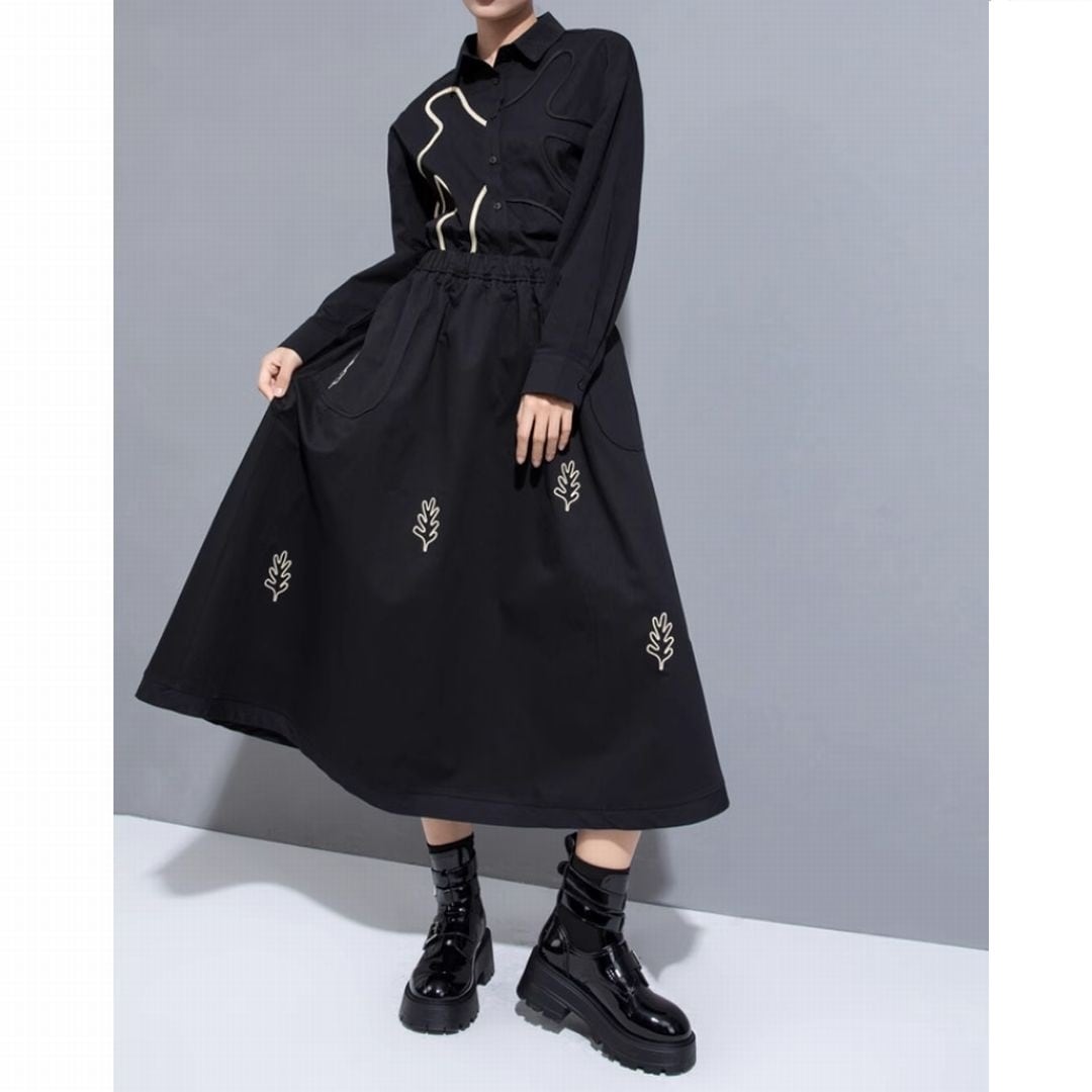 刺繍ハイウエストAラインスカート SK0148