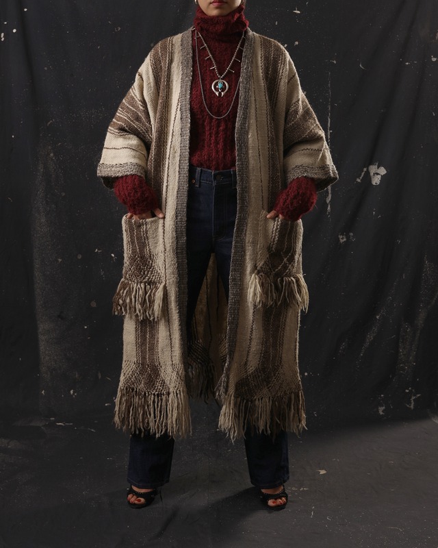 1970-80's Josefa / Fringed Wool Gown