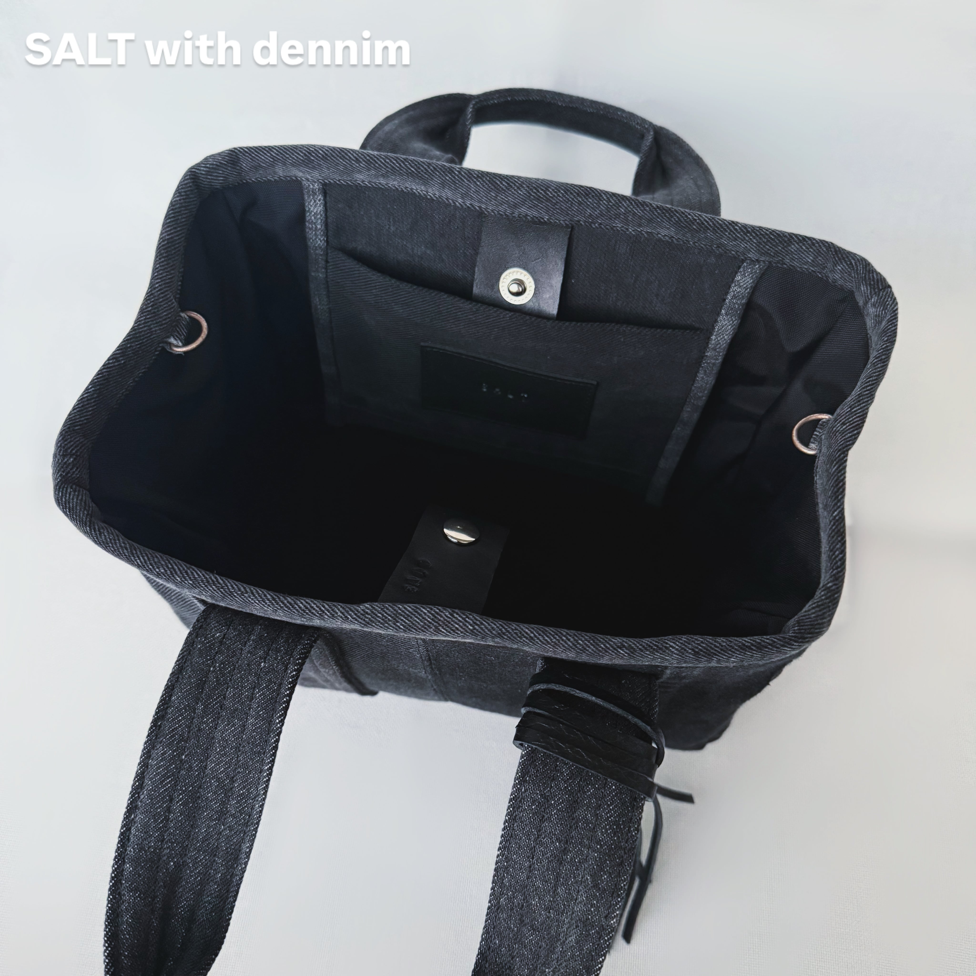 BlackDenimスクエアトートmini