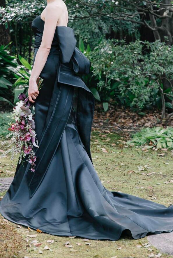 カラードレス マーメイドライン デザイン感 ラッフルフリル ベアトップ  